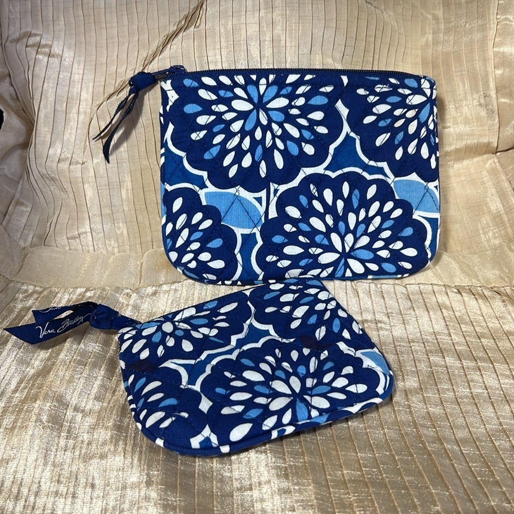 Vera Bradley Set of Two Zippered Pouches - Petal Splash Design